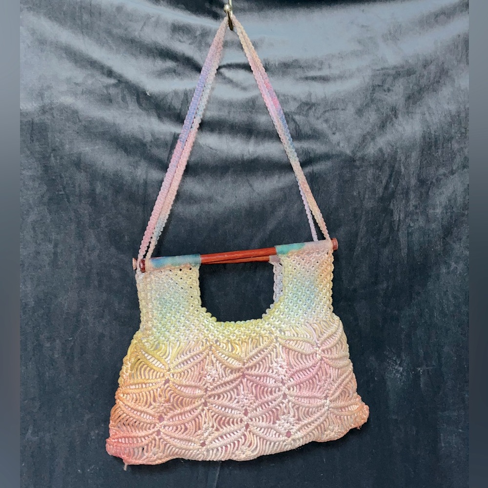 Vintage Custom Tie Dye Macrame Purse
